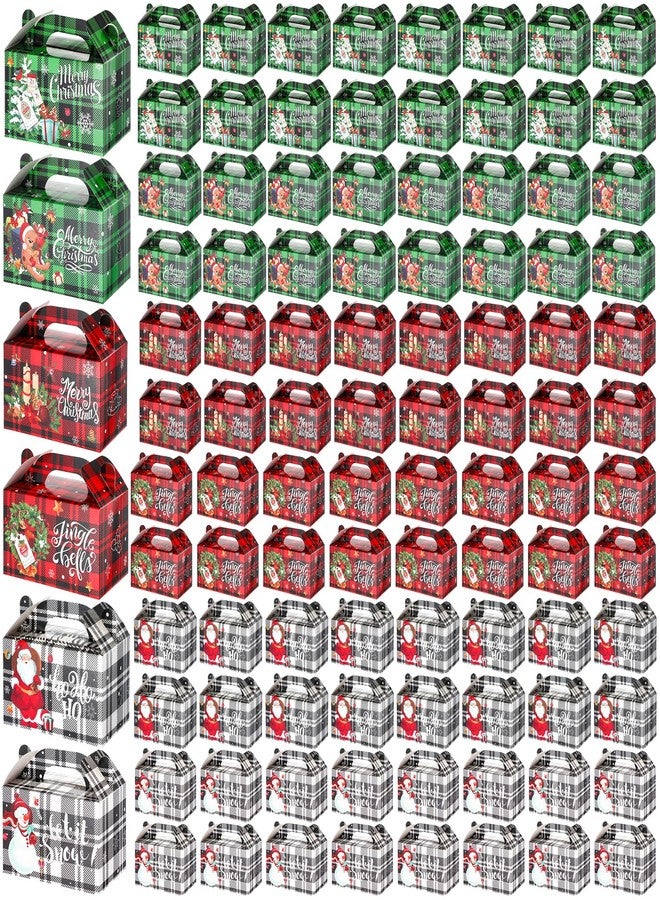 Cholemy 96 Pcs Christmas Treat Boxes 3D Cardboard Xmas Plaid Gift Boxes Christmas Cookie Paper Boxes Pre Assembled Candy Boxes for Gift Giving Buffalo Plaid Dessert Gift Wrap Boxes - Image 1